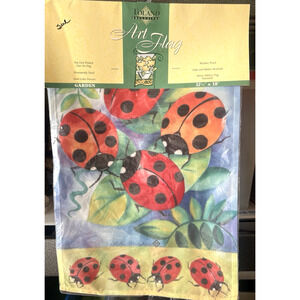 Signed NEW Toland Fine Art Garden Flag 12.5" x 18" Ladybugs Bugs